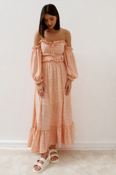 Летняя свободная юбка прямого кроя с воланом и резинкой ANNETE A213 - фото 1