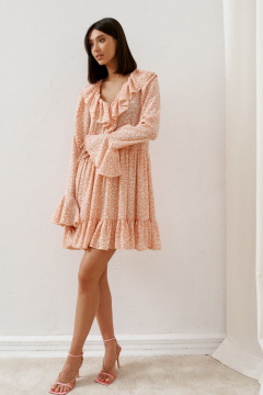 Легкое платье с абстрактным принтом и воланом ANNETE A3140 - фото 1