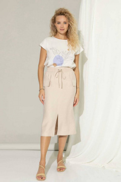 Юбка бежевый из вискозы с накладными карманами и разрезом Femme & Devur 60176 1.54F(170) - фото 2