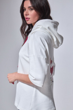 Белое худи с вышивкой из хлопкового футера HIT 2017 белый - фото 5