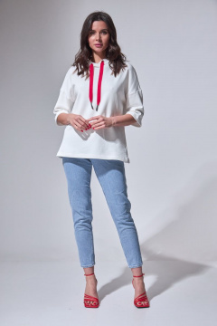 Белое худи с вышивкой из хлопкового футера HIT 2017 белый - фото 2