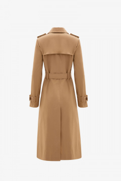 Демисезонный бежевый плащ из хлопка и текстиля Elema 2-10687-2-164 верблюд - фото 3