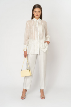 Блуза на каждый день из хлопка и текстиля белого цвета Elema 2К-11894-1-170 принт_молочный - фото 1