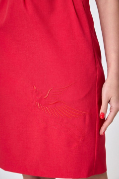 Леное платье с рельефами и карманами для яркого образа Anelli 351 красный - фото 3