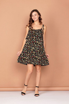 Легкий сарафан трапеция на бретелях Соджи 502 черный - фото 1