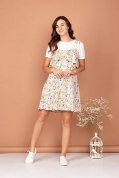 Молодежный сарафан свободного кроя с регулятором длины Соджи 502 молочный - фото 4