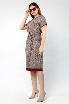 Платье из текстиля с нагрудными вытачками и коротким рукавом La rouge 53022 капучино - фото 2