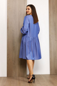 Платье из вискозы с рюшей и сборкой на переде Condra 4352 джинсовый - фото 5