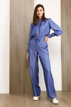 Летние прямые брюки из вискозной ткани Condra 14090 джинсовый - фото 4