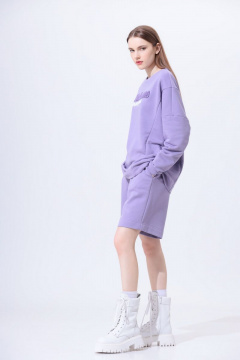 Свитшот и шорты в спортивном стиле из трикотажа Орхидея 1163 лиловый - фото 3