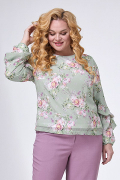 Шифоновая блуза с цветочным принтом и рюшей на рукаве Angelina & Сo 724 - фото 5