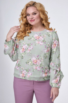 Шифоновая блуза с цветочным принтом и рюшей на рукаве Angelina & Сo 724 - фото 1