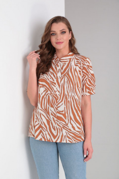 Блуза А-силуэта из вискозы с короткой планкой и рукавами на манжете Modema м.419/6 - фото 3