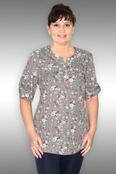 Демисезонная бежевый блуза из текстиля и хлопка Таир-Гранд 62178-1 какао - фото 1