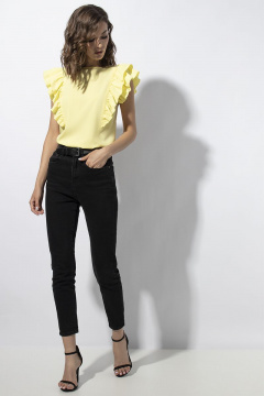 Блуза с рельефами и бантами из текстиля VIZAVI 670 желтый - фото 4