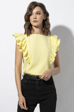 Блуза с рельефами и бантами из текстиля VIZAVI 670 желтый - фото 1
