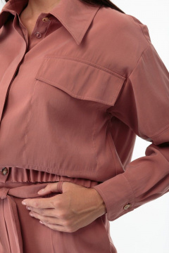 Деловая блуза сафари с карманами из текстиля Anelli 875.1 терракот - фото 5