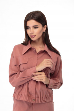 Деловая блуза сафари с карманами из текстиля Anelli 875.1 терракот - фото 1