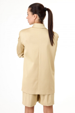 Вискозный двубортный жакет с лацканами и необработанными карманами Anelli 1083.1 беж - фото 4
