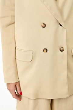 Вискозный двубортный жакет с лацканами и необработанными карманами Anelli 1083.1 беж - фото 3