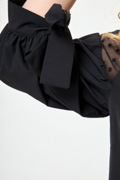 Черная блуза из вискозы с кружевами и воротником Anelli 997 черный - фото 4