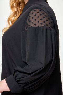 Черная блуза из вискозы с кружевами и воротником Anelli 997 черный - фото 3