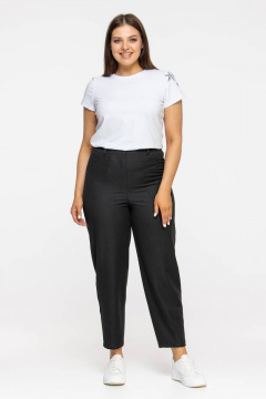 Деловые брюки зауженные из джинсовой ткани с высокой посадкой Avila 0870 черный - фото 2