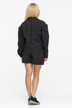 Летний черный костюм с блузой и шортами из денима Avila 0891 черный - фото 4