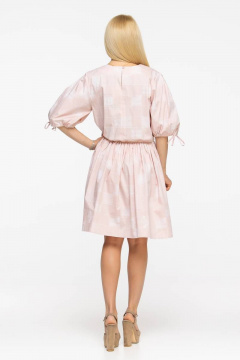 Пудровое хлопковое платье с резинкой по талии Avila 0896 пудровый - фото 4