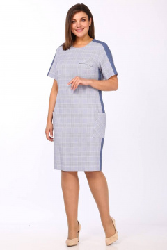 Платье деловое полуприлегающего силуэта с карманами Lady Style Classic 1487/2 синие_тона - фото 1