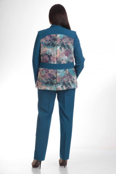 Демисезонный женский костюм из текстиля с жакетом Liona Style 493 бирюза - фото 2