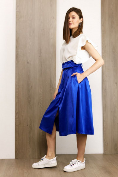 Миди-юбка с высокой посадкой и планкой на кнопки Condra 12071 васильковый - фото 2