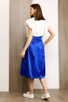 Миди-юбка с высокой посадкой и планкой на кнопки Condra 12071 васильковый - фото 3