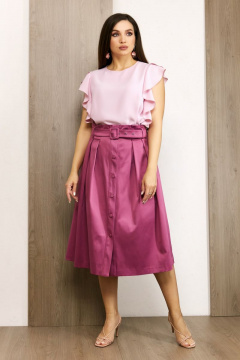 Миди-юбка из сатинового хлопка с складками и поясом Condra 12071 клевер - фото 2