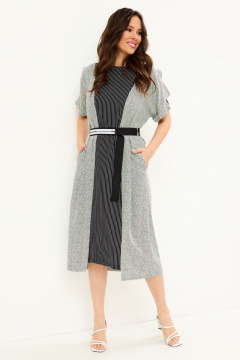 Элегантное платье из вискозы с съемным воротником Магия моды 2075 черный+белый. - фото 1