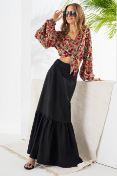 Красный текстильный джемпер с объемным рукавом для лето Barbara Geratti С3958BG красный/черный - фото 2