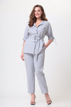 Брюки и жакет классика и кэжуал лето из текстиля Орхидея 1171 светло-серый - фото 3