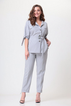 Брюки и жакет классика и кэжуал лето из текстиля Орхидея 1171 светло-серый - фото 1