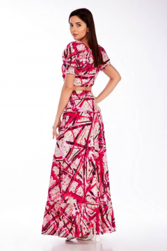 Топ и юбка молодежный комплект из хлопка LaKona 11442 малиново-бежевый - фото 2