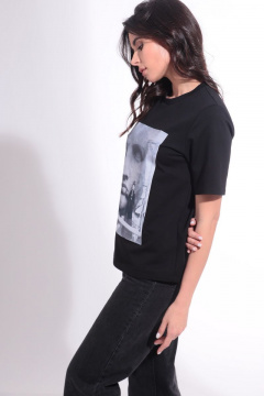 Летний хлопковый джемпер с сублимацией и укороченным рукавом HIT 2016 черный - фото 5