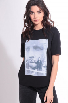 Летний хлопковый джемпер с сублимацией и укороченным рукавом HIT 2016 черный - фото 2