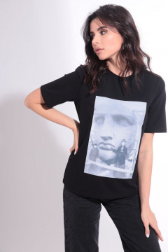 Летний хлопковый джемпер с сублимацией и укороченным рукавом HIT 2016 черный - фото 1