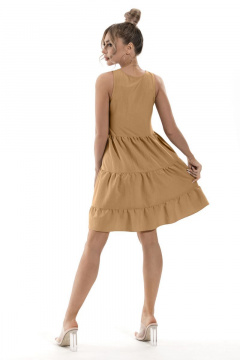 Платье без воротника с воланами и верхом из хлопка Golden Valley 4796-1 бежевый - фото 2
