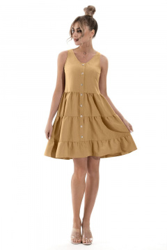 Платье без воротника с воланами и верхом из хлопка Golden Valley 4796-1 бежевый - фото 1
