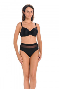 Трусы средней линии талии из трикотажа и кружева с сетчатой кокеткой Teyli 1126 черный - фото 1