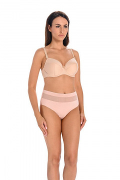 Трусы средней линии талии из трикотажа и кружева с сетчатой кокеткой Teyli 1126 пудра_розы - фото 1