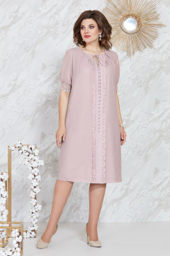 Платье летнее из шифона с кружевной отделкой и пуговицами Mira Fashion 5113-2 - фото 1