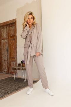 Брюки и жакет из текстиля с кулиской и классическим кроем SandyNa 130513 жемчужно-серый - фото 2