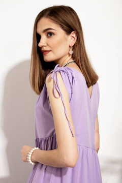 Миди платье из хлопка с диагональными подрезами и воланами Nova Line 50241 лавандовый - фото 4
