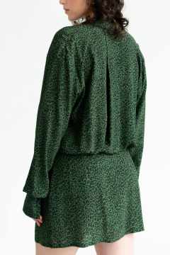 Платье из вискозы с пуговицами, карманами и отрезным поясом JRSy 2141 леопард - фото 3